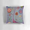 Decorative pillow featuring a fossil-inspired plate design of echinoderms like sea urchins, starfish, and crinoids.