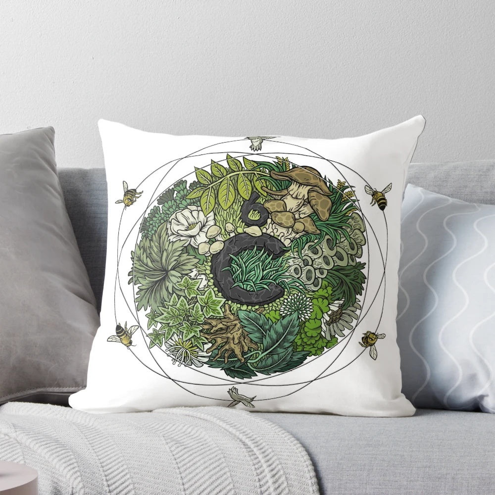 Eco-friendly Element of Life pillow with geometric, nature-inspired design