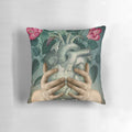 Soft, green heart-shaped pillow made from sustainable materials