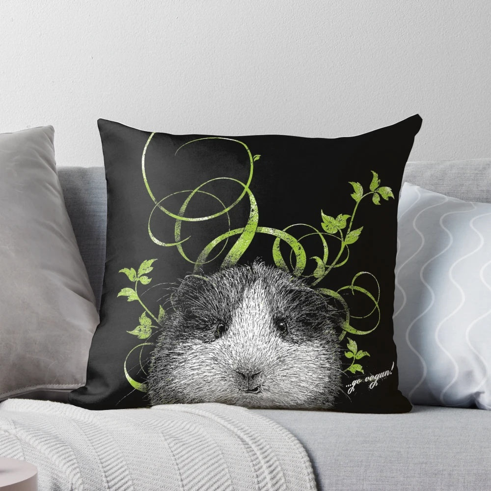 Soft, fluffy guinea pig pillow made with sustainable, vegan materials