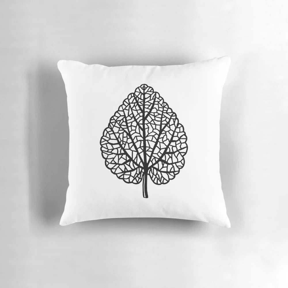 Leaf skeleton decorative pillow with nature-inspired design
