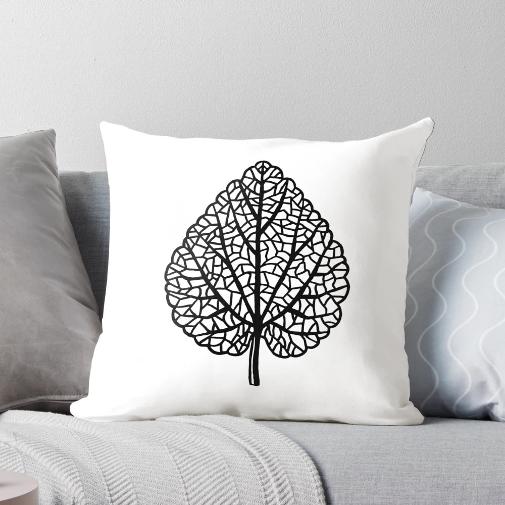 Leaf skeleton decorative pillow with nature-inspired design