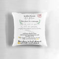 Decorative pillow featuring long-time nuclear waste warning messages for sustainable home decor