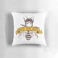 A beautiful vegan pillow with a "Save the Bees" design, promoting animal welfare and environmental protection.