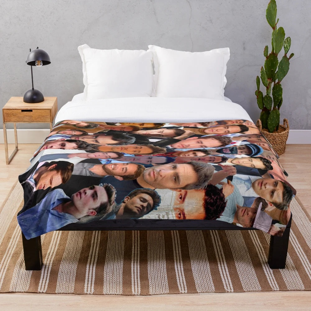 Ed Westwick inspired photo collage plush blanket