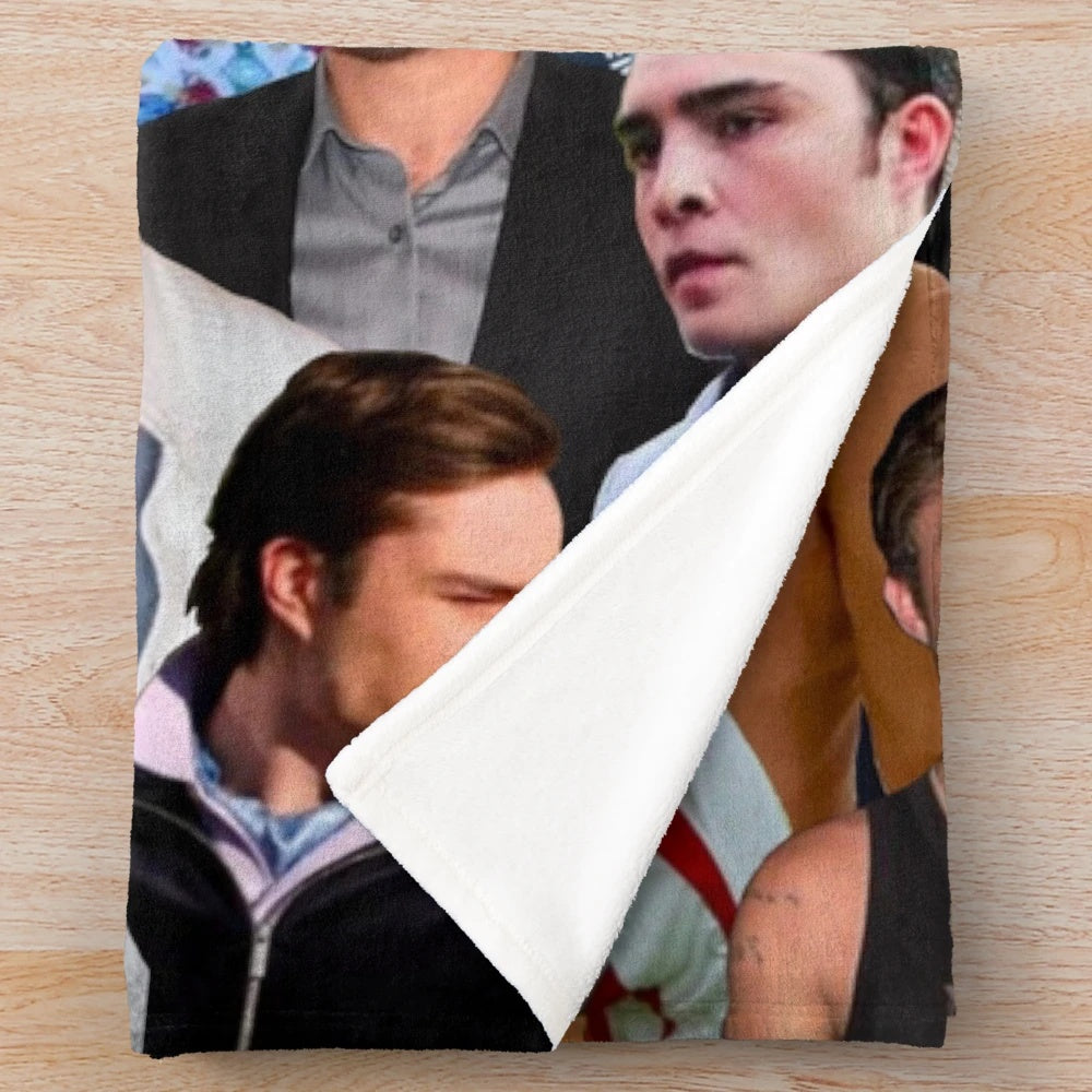 Ed Westwick inspired photo collage plush blanket