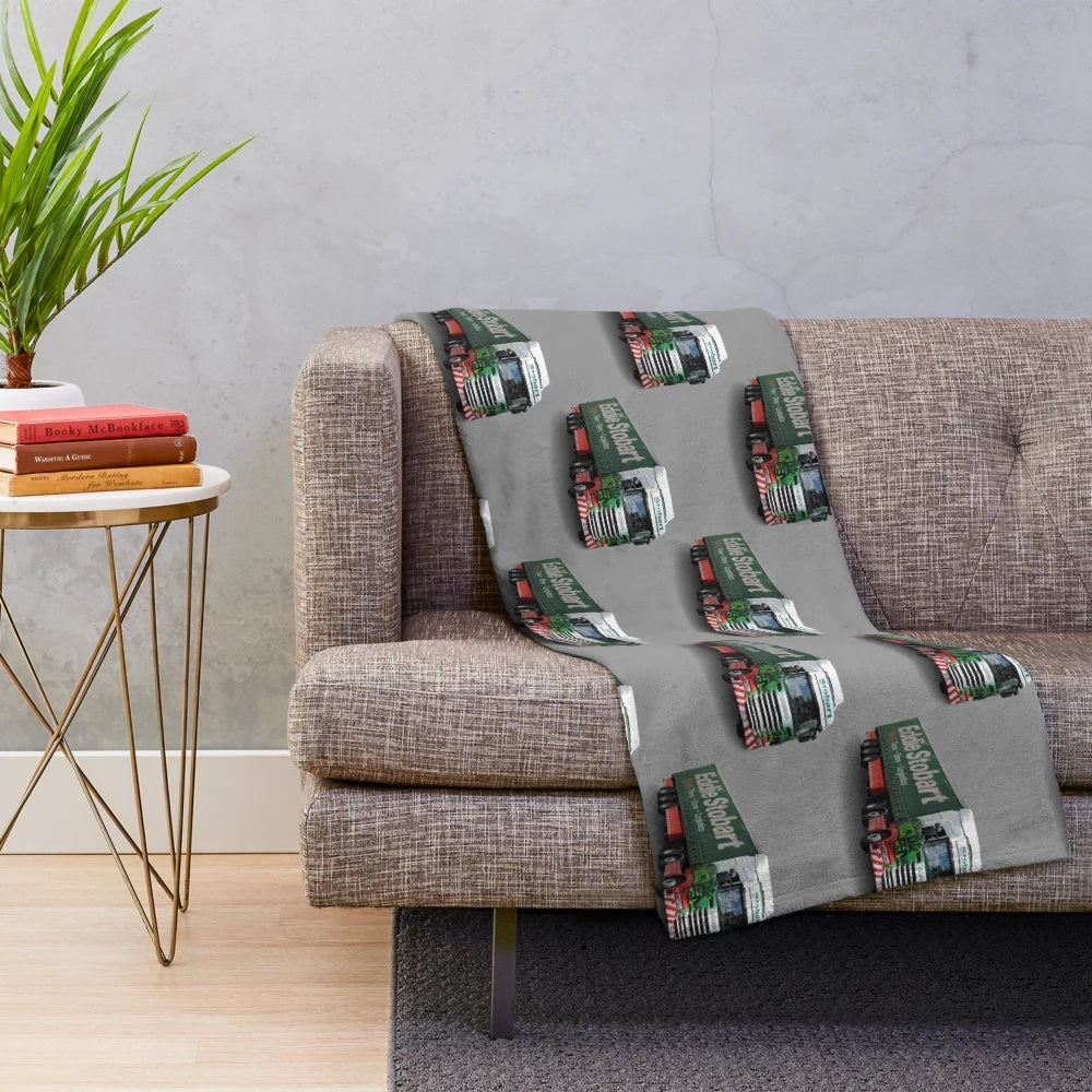 Eddie Stobart inspired plush blanket with truck design