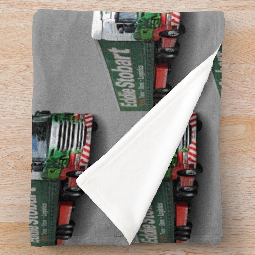 Eddie Stobart inspired plush blanket with truck design