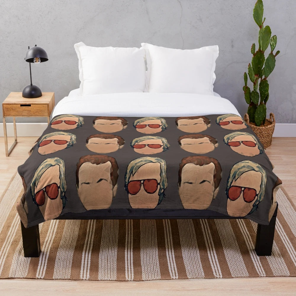 Plush blanket with acid dipped cigarette print for alternative movie fans