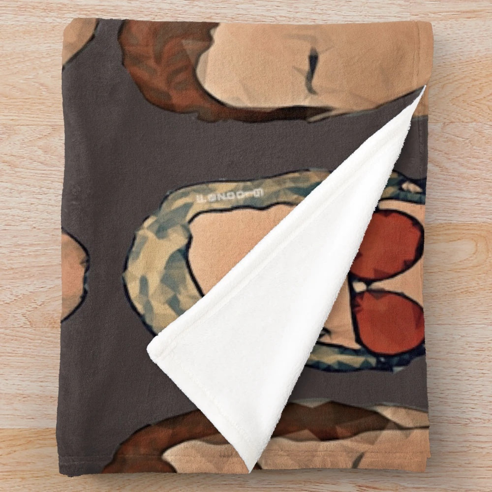 Plush blanket with acid dipped cigarette print for alternative movie fans