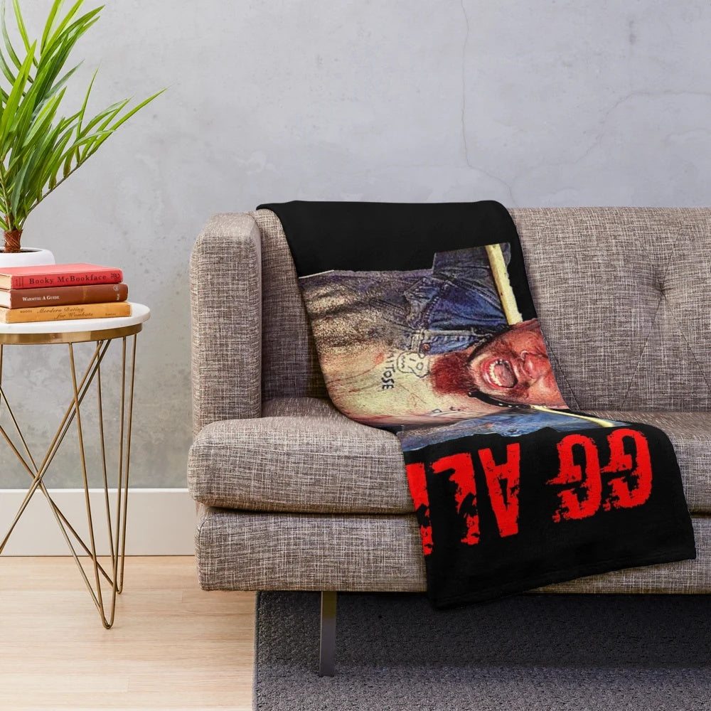 GG Allin inspired plush blanket with punk rock and hardcore design