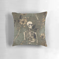 Edgy gothic-style skeleton throw pillow for unique home decor