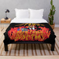 Pitbull-inspired heavy metal plush blanket with flames