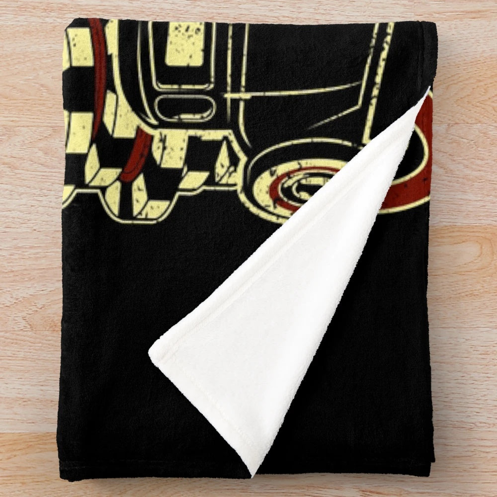 Rockabilly plush blanket with bold skull and grunge design