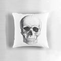 Skull-themed throw pillow with a pencil sketch design, perfect for grunge and rock enthusiasts
