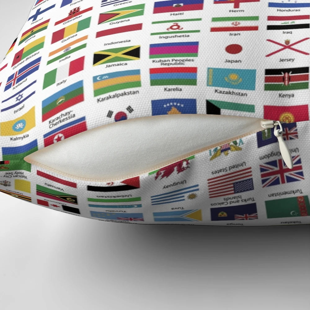 High-quality pillow featuring flags of countries from around the world, great for learning geography and showcasing international pride.