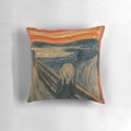 Edvard Munch's The Scream art printed on a decorative pillow for aesthetic home decor.