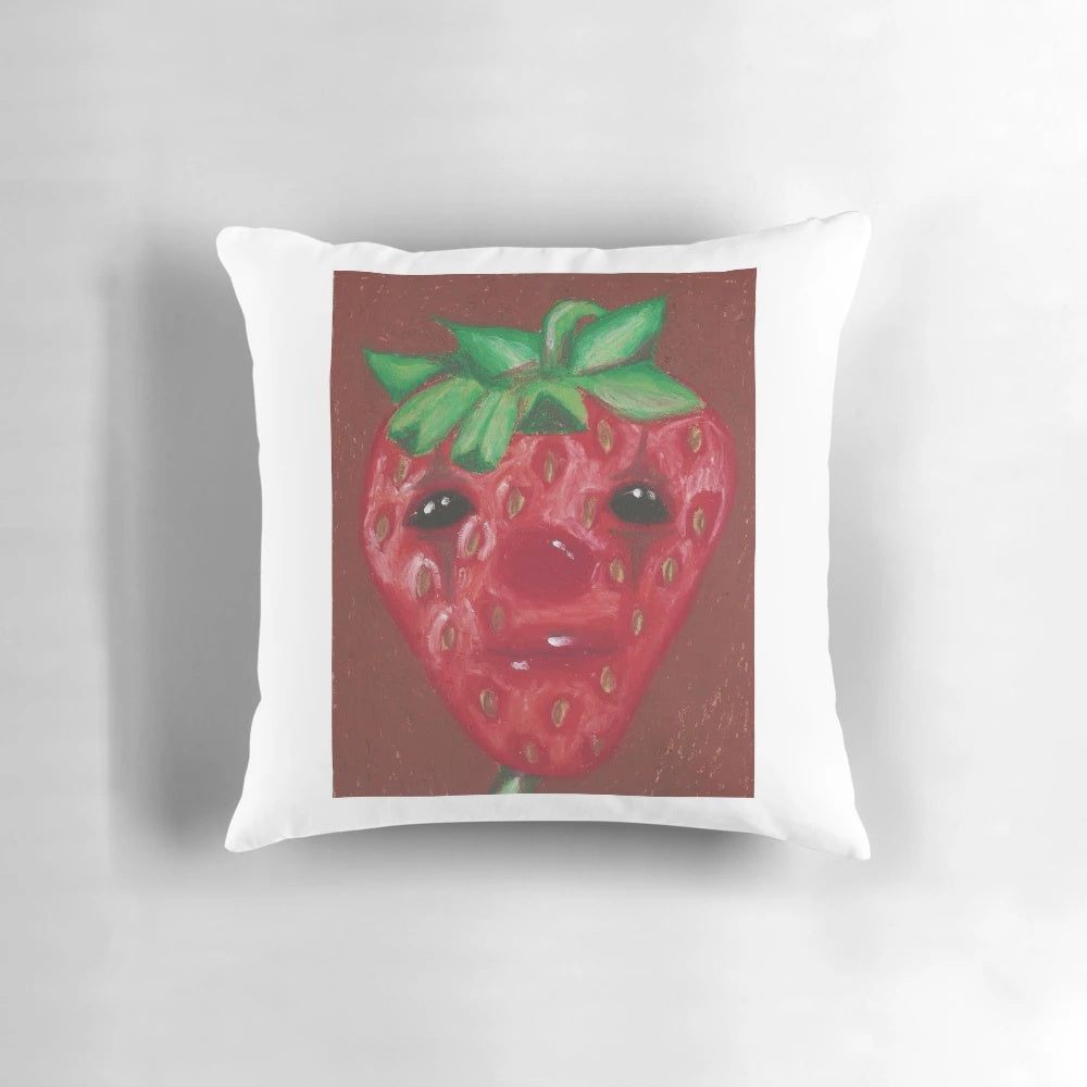 Cursed clown face printed on a fluffy, inviting pillow