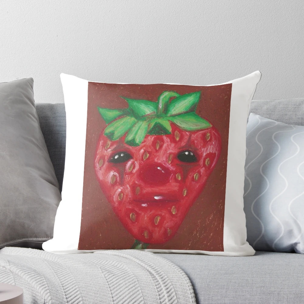 Cursed clown face printed on a fluffy, inviting pillow