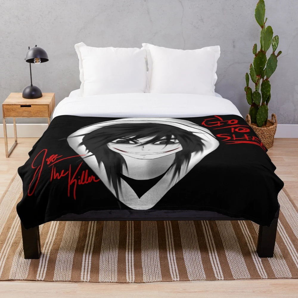 Eerie plush blanket with creepy design