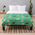 Eeveelutions themed plush blanket featuring different Eeveelution designs