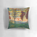 Pillow featuring Egon Schiele's 1917 expressionist painting "Four Trees