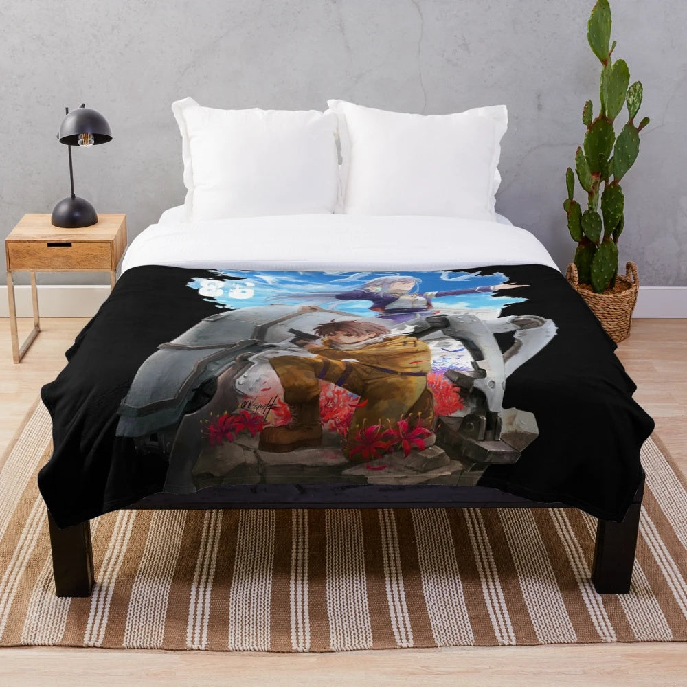 Eighty Six(86) inspired plush blanket featuring anime characters
