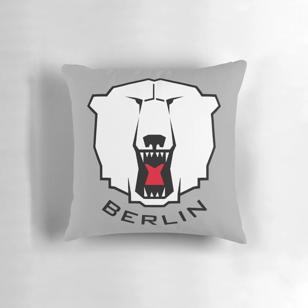 Eisbären Berlin Hockey Pillow featuring the iconic Eisbären Berlin logo, perfect for ice hockey fans