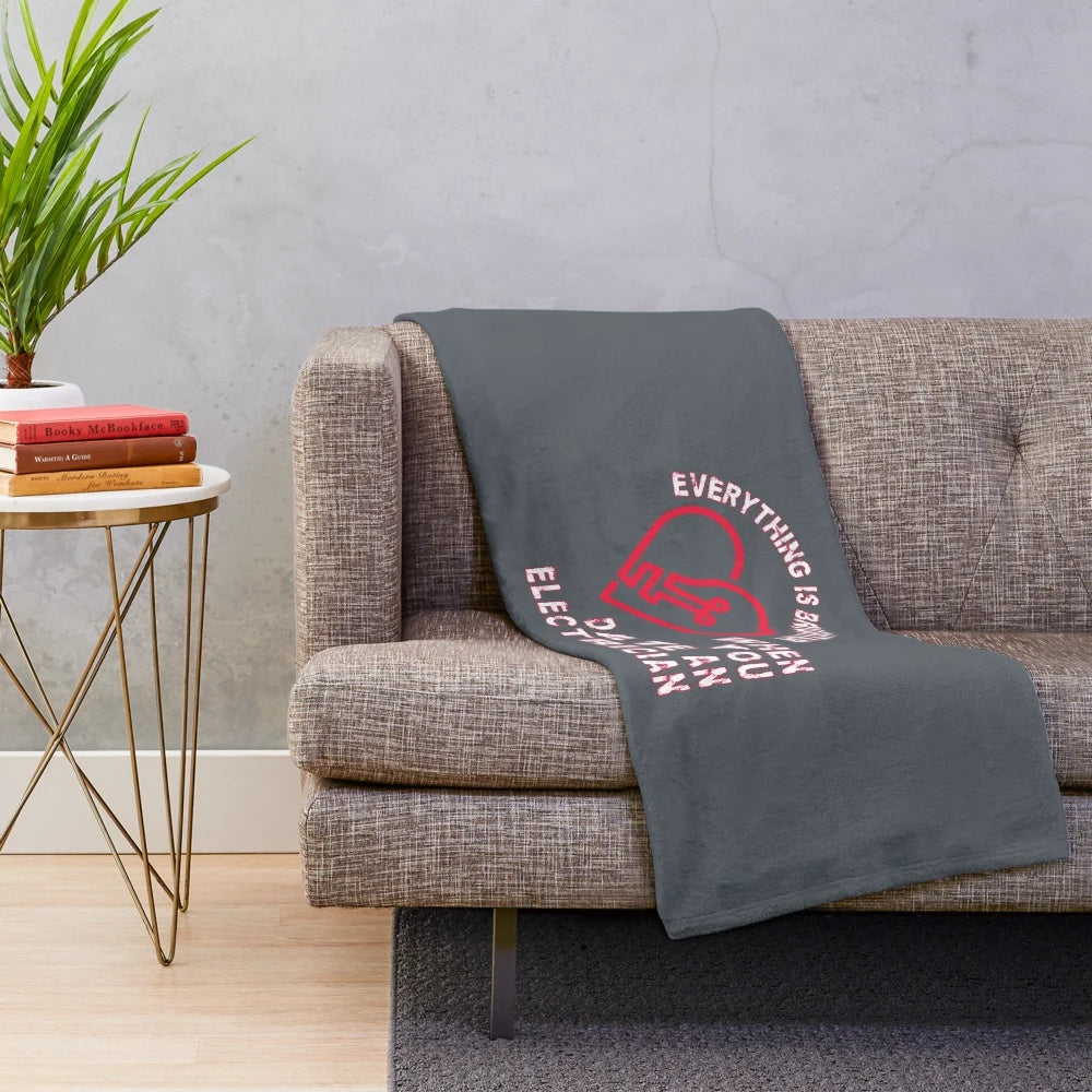 Electrician Plush Blanket with funny profession pun design