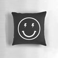 Vibrant lightning bolt smiley pillow for a fun, energetic touch in any room.