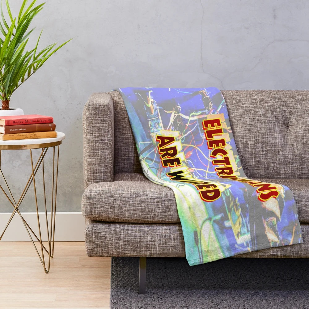 Electricians Are Wired Plush Blanket featuring electrical circuits and power symbols