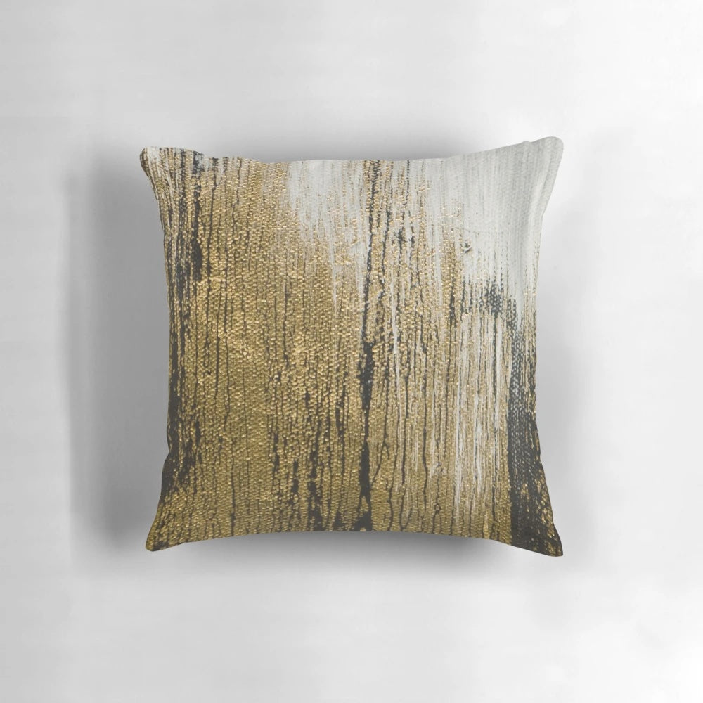 Modern black and white gold pillow with abstract art design