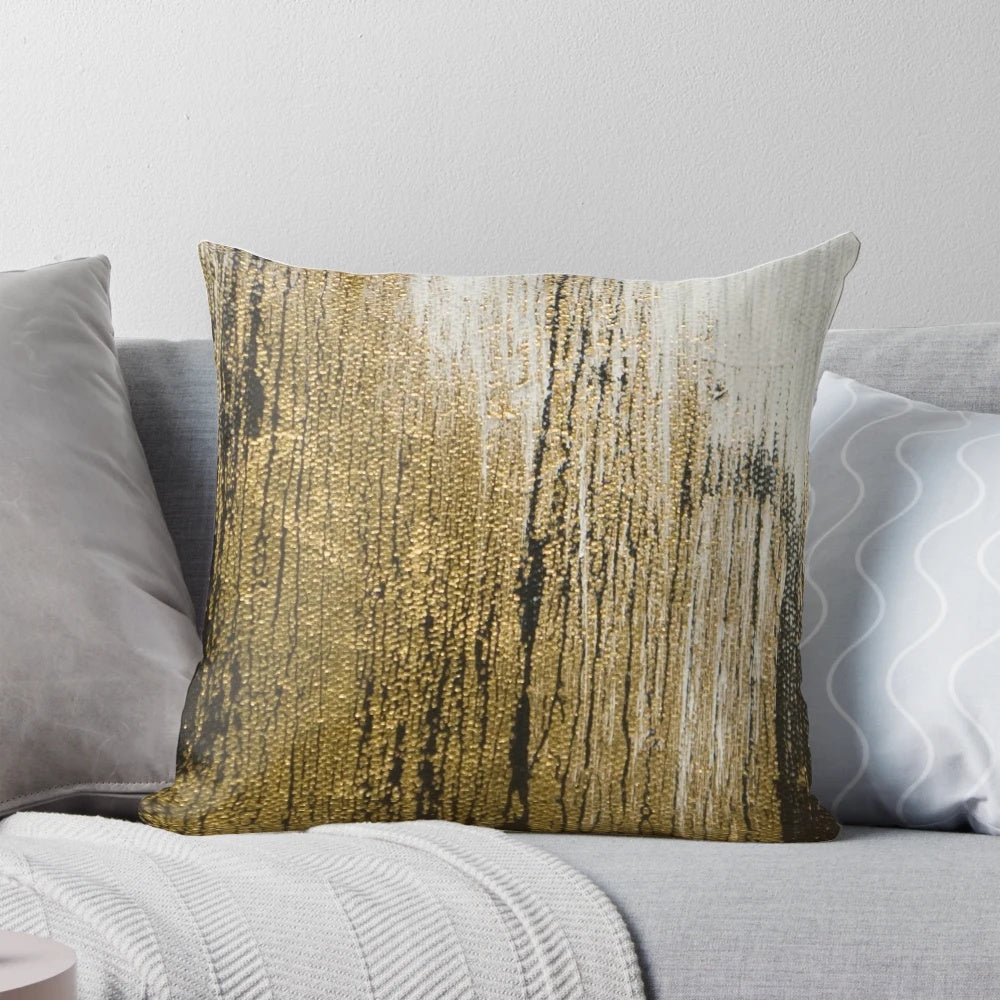 Modern black and white gold pillow with abstract art design