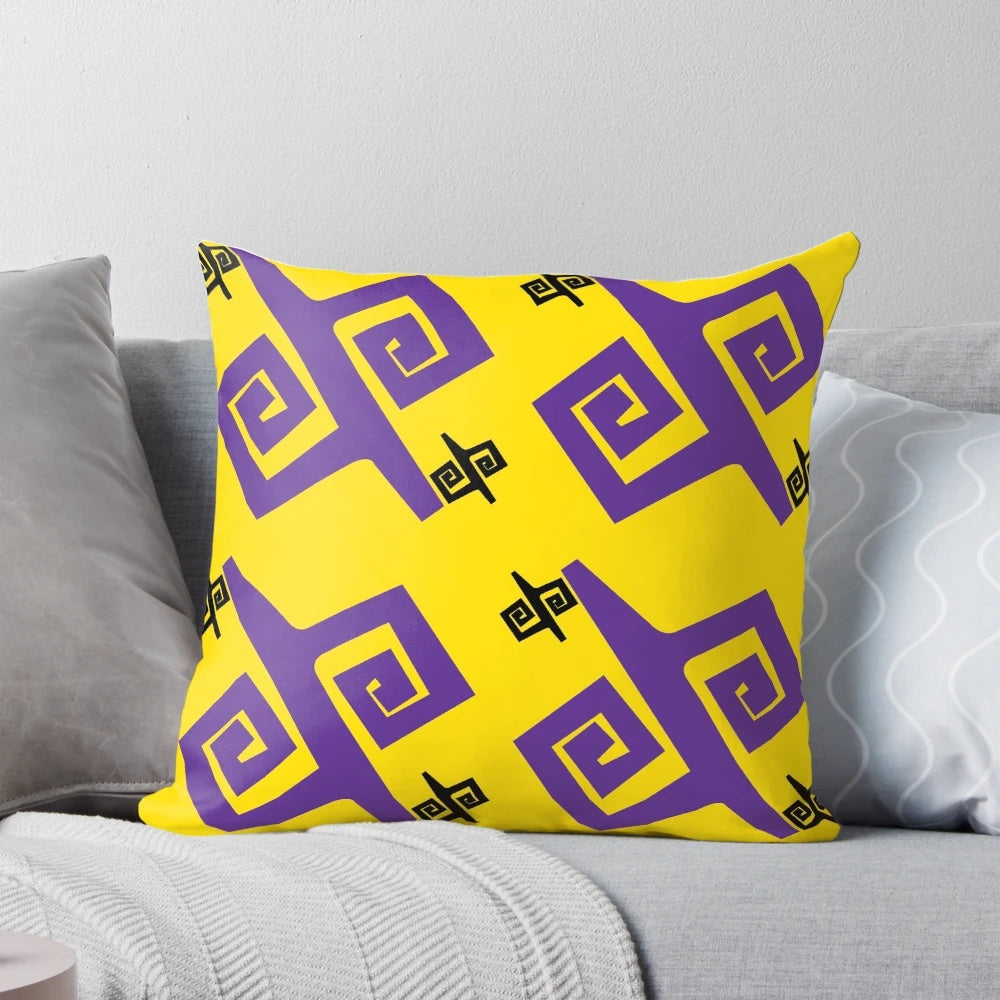 Vibrant African-inspired throw pillow with tribal symbols and patterns, ideal for adding a touch of culture to your home.