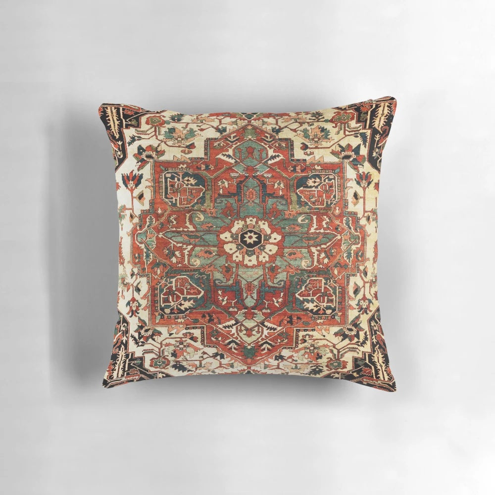 Antique Persian Heriz Rug Print Throw Pillow