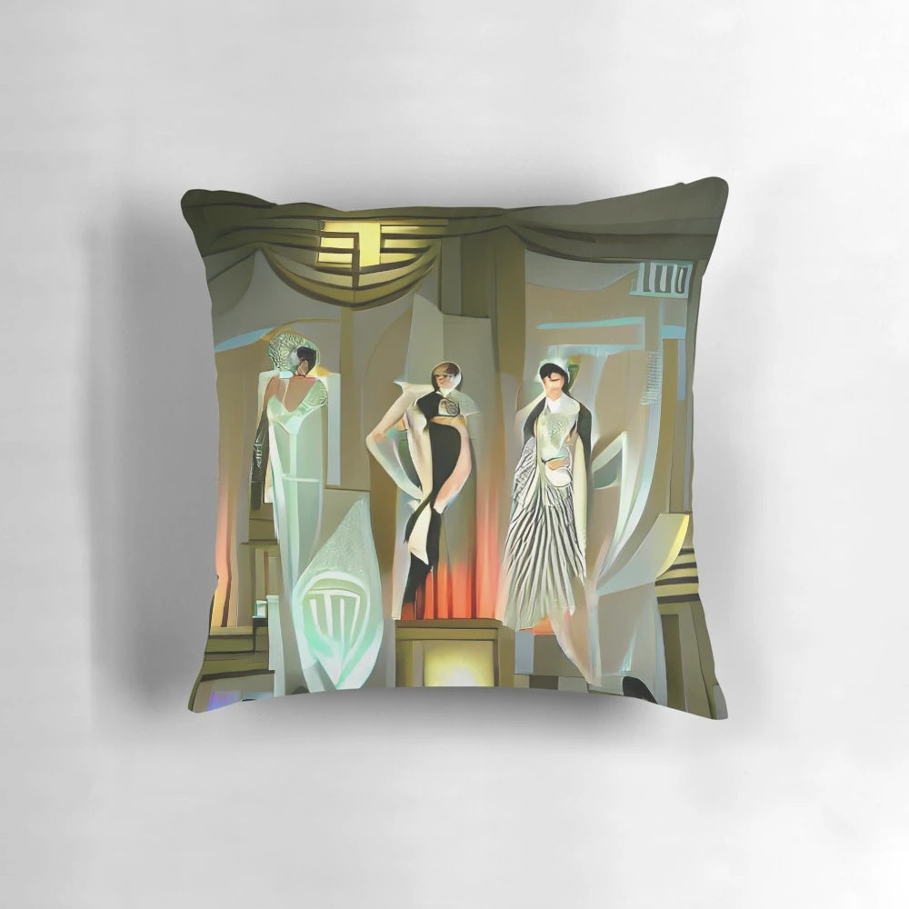Decorative art deco fashion pillow with stylish 1920s design from Nightcafe Studio
