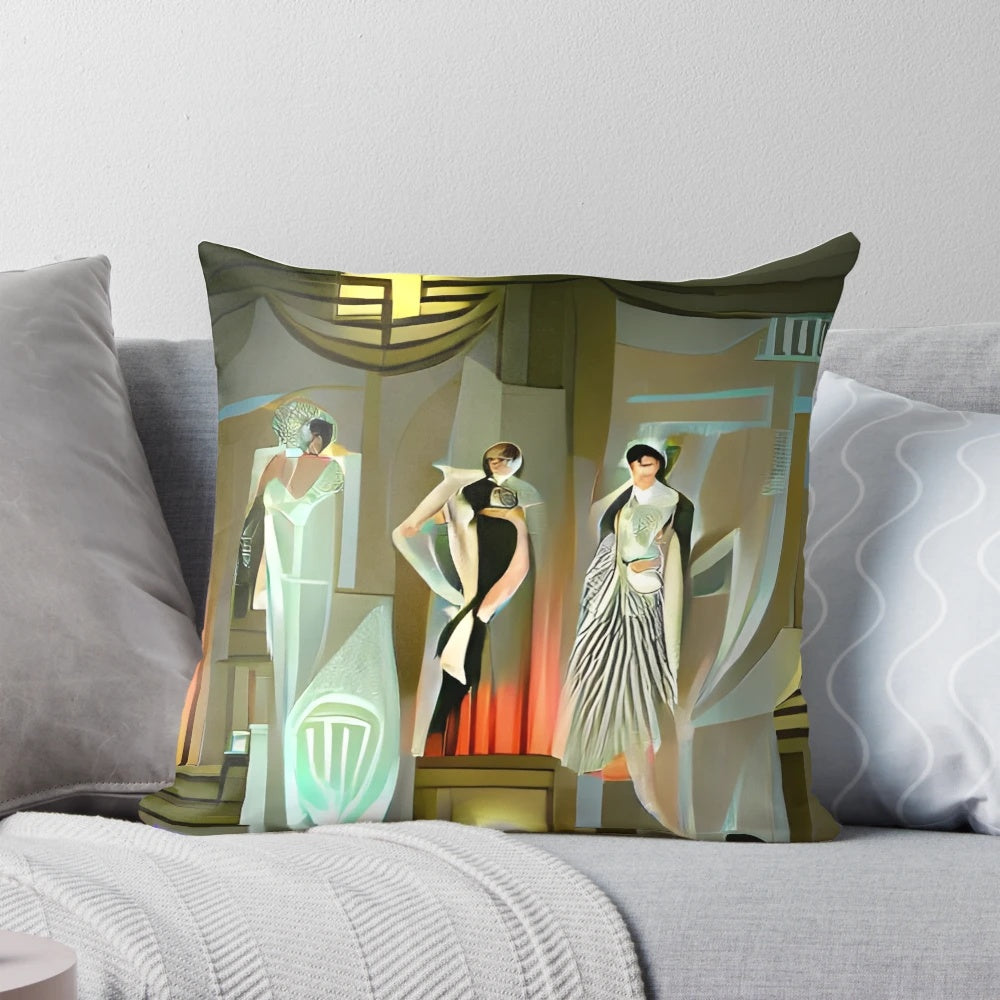Decorative art deco fashion pillow with stylish 1920s design from Nightcafe Studio