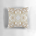Stylish art deco-inspired throw pillow with abstract geometric patterns in gold and white