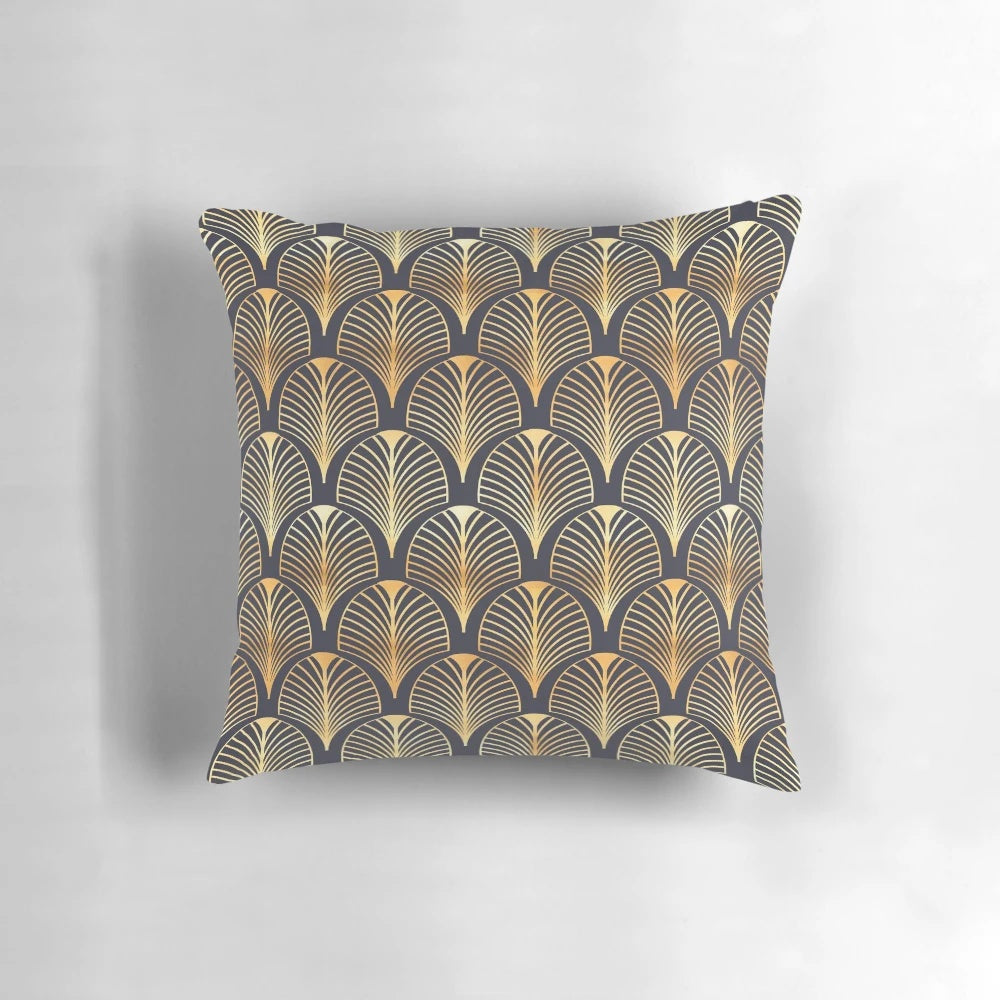 Luxurious gold art deco style decorative pillow for modern interior design
