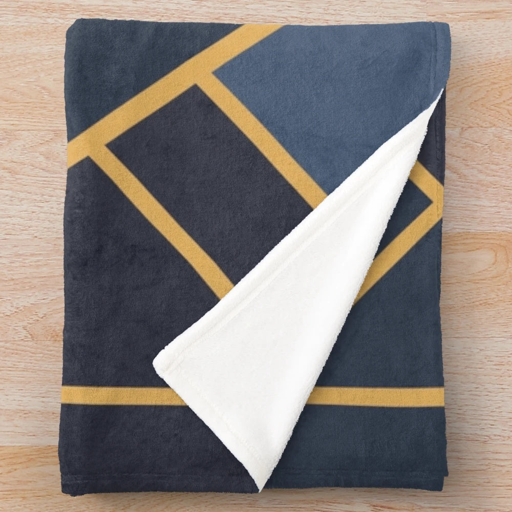 Art Deco-inspired plush blanket with abstract geometric patterns