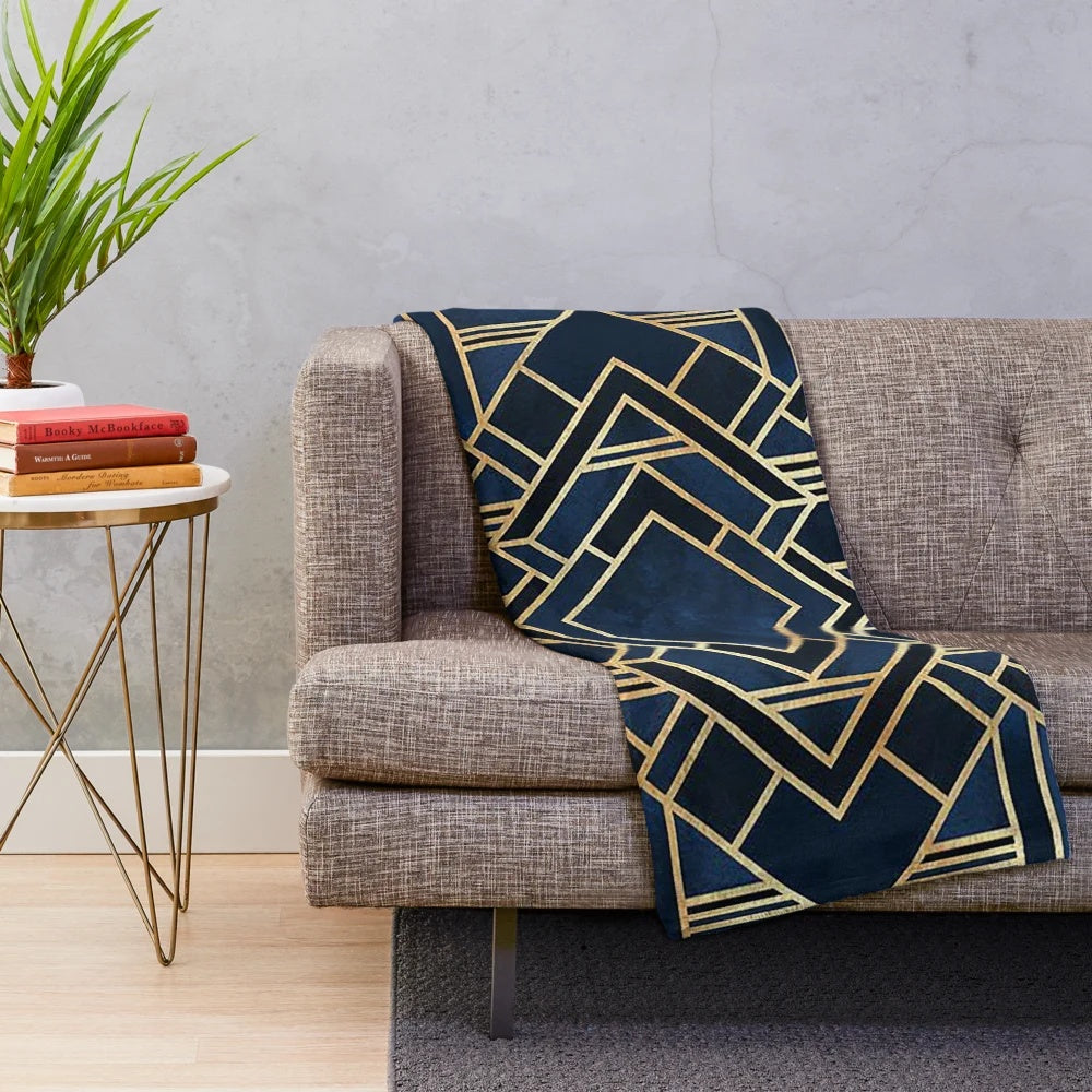 Stylish art deco patterned plush blanket for cozy home