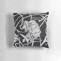 Art Nouveau decorative pillow with black and white Alphonse Mucha-inspired design