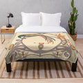 Intricate art nouveau inspired plush blanket with botanical motifs