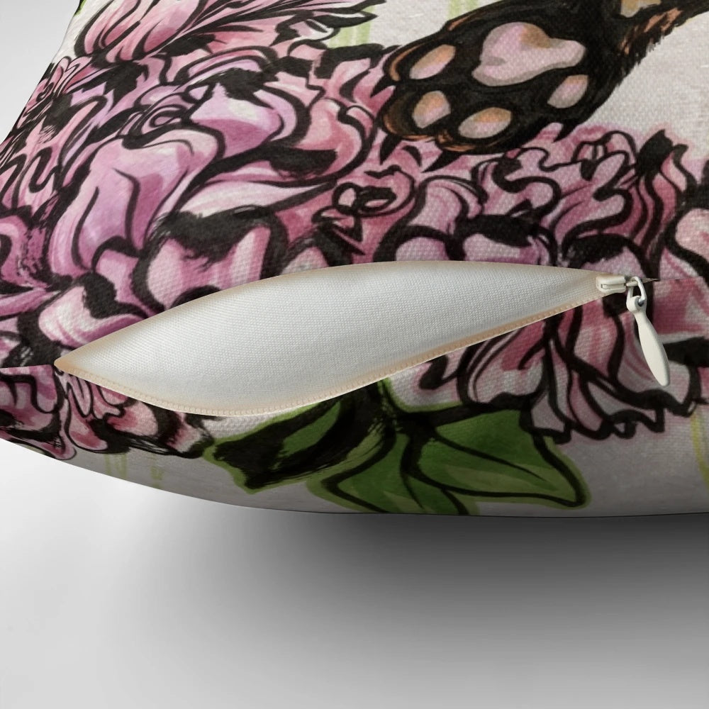 Decorative pillow featuring a hand-painted tiger design in an Asian-inspired style