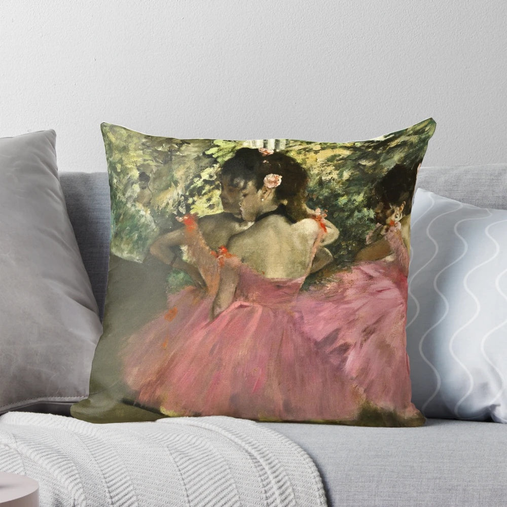 Elegant Pillow Featuring a Ballerina in a Pink Tutu, Capturing the Graceful Movements of a Ballet Dancer