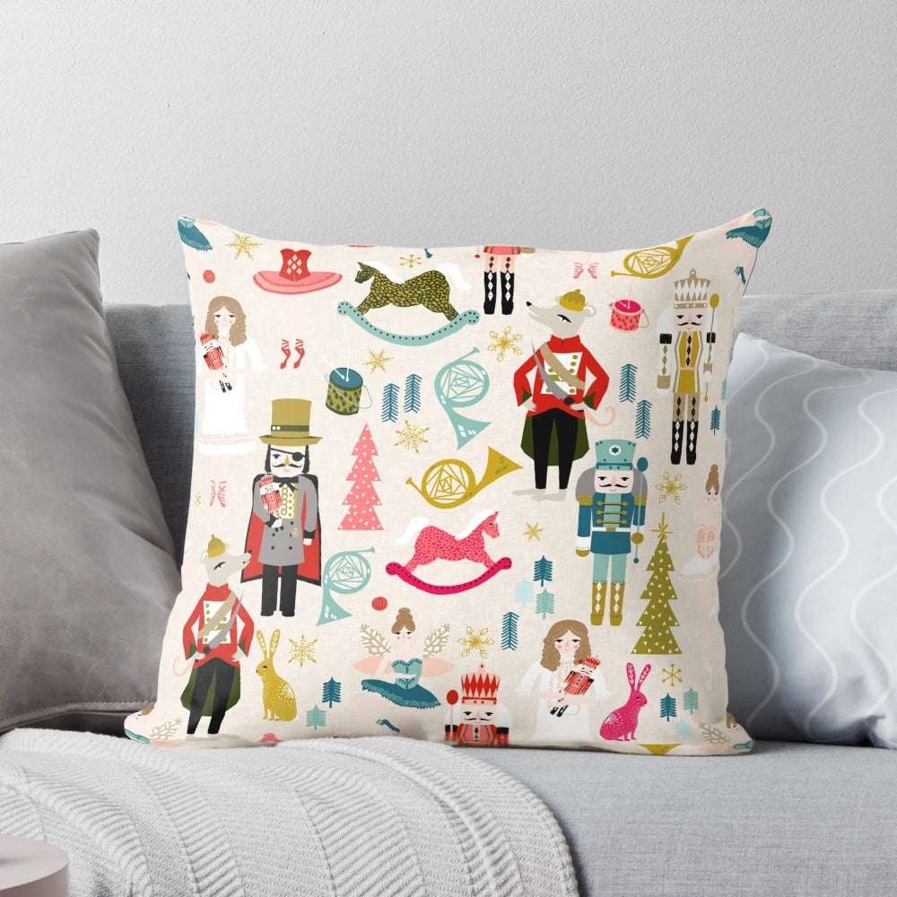 Beige The Nutcracker pillow featuring Andrea Lauren's ballet-inspired design