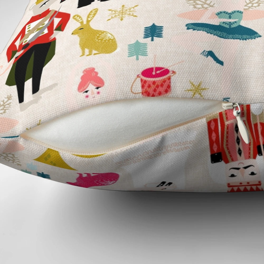 Beige The Nutcracker pillow featuring Andrea Lauren's ballet-inspired design