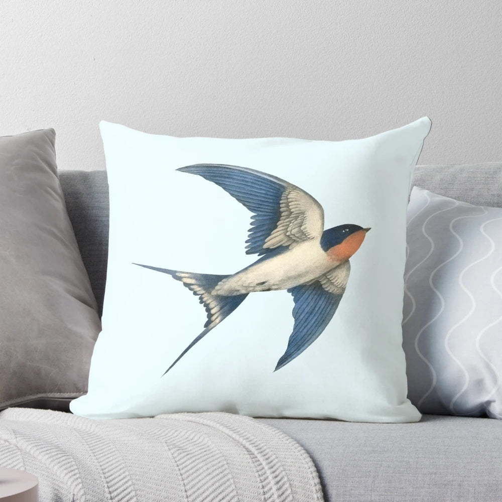 Beautifully Illustrated Barn Swallow Pillow for Stylish Home Accents