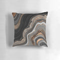 Luxurious black and gray marble-patterned throw pillow with golden veins, perfect for modern and bohemian home decor.