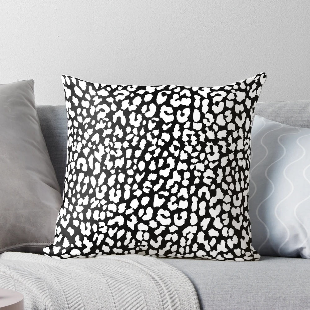 Soft, high-quality black and white leopard print pillow with a stylish, modern design